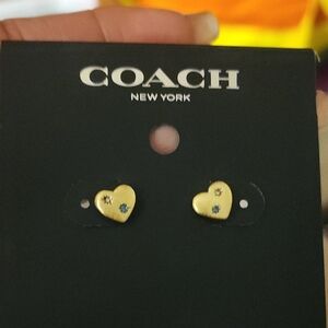 Coach Gold Heart Stud Earrings